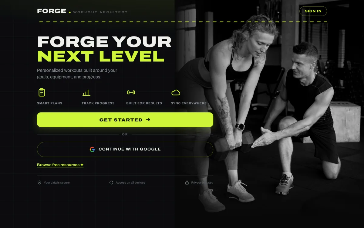 FORGE — workout planner